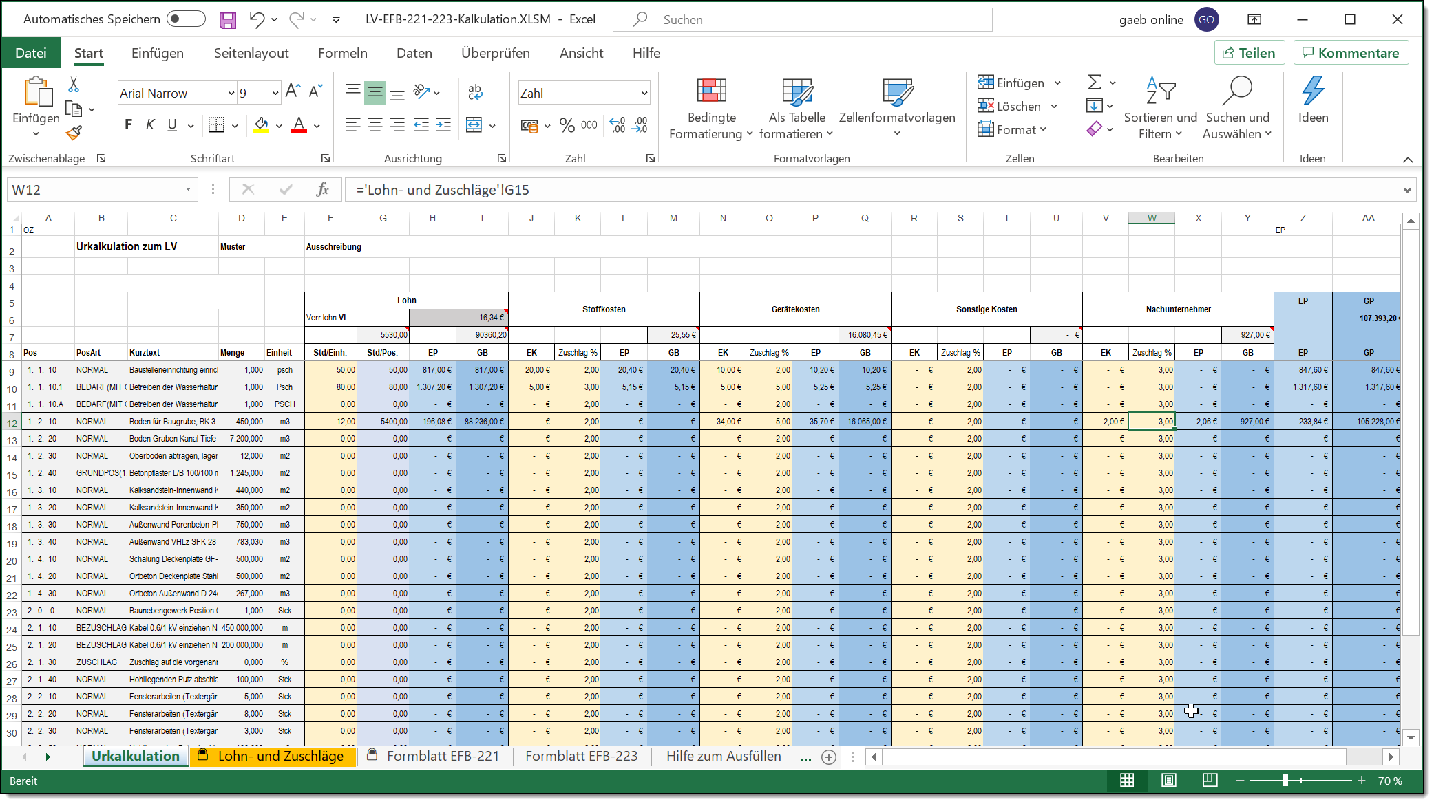 Kalkulationsschema Vorlage Excel Excel Zuschlagskalkulation Im