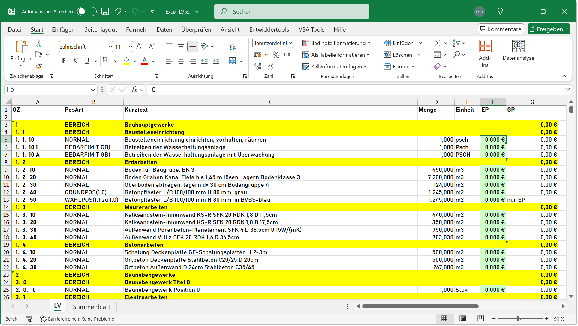 Preise in Excel erfassen Preiserfassung in Excel